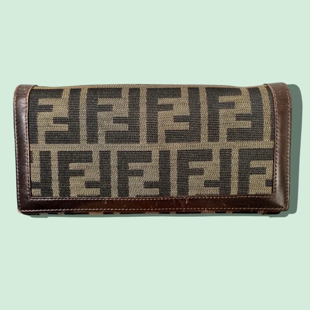 Fendi Zucca Monogram Vintage Continental Long Wallet