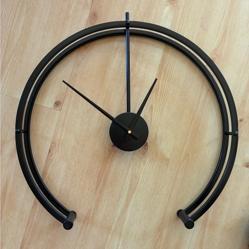 Unique Modern Contemporary Minimalist Black Standing Metal Clock New