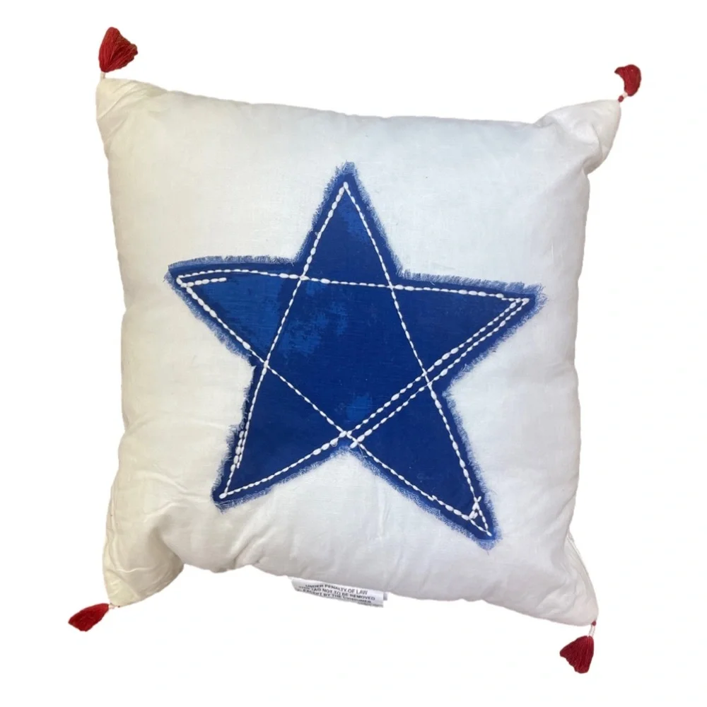 Threshold Star Throw Pillow With Red Tassels 18x18