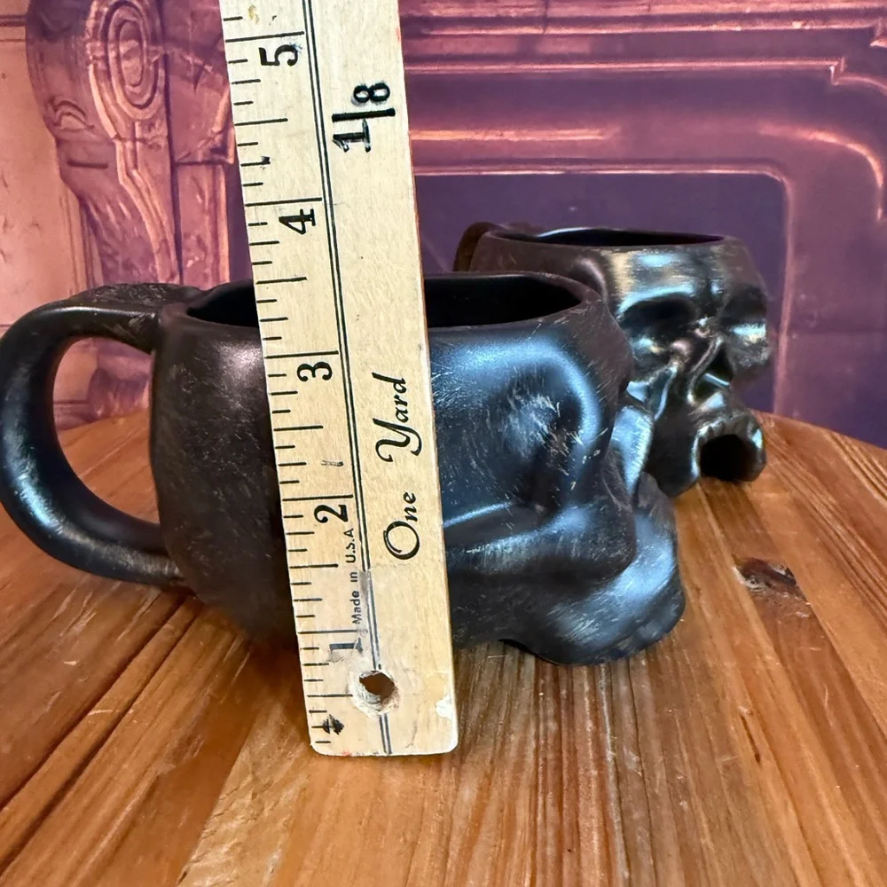 Williams Sonoma Halloween Skull Coffee Mugs Party Retired Rare Collectible
