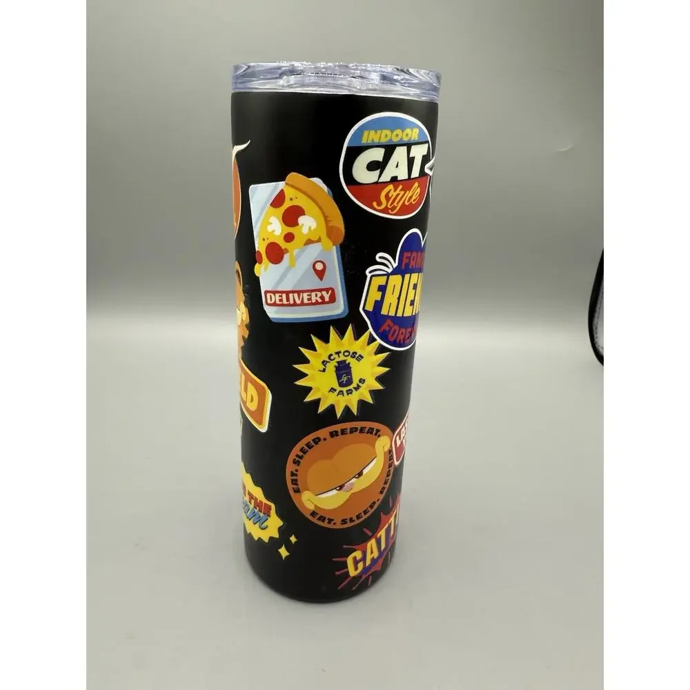 Garfield Movie Promo Tumbler Cup w/ Lid Regal Theaters Exclusive Black 20oz