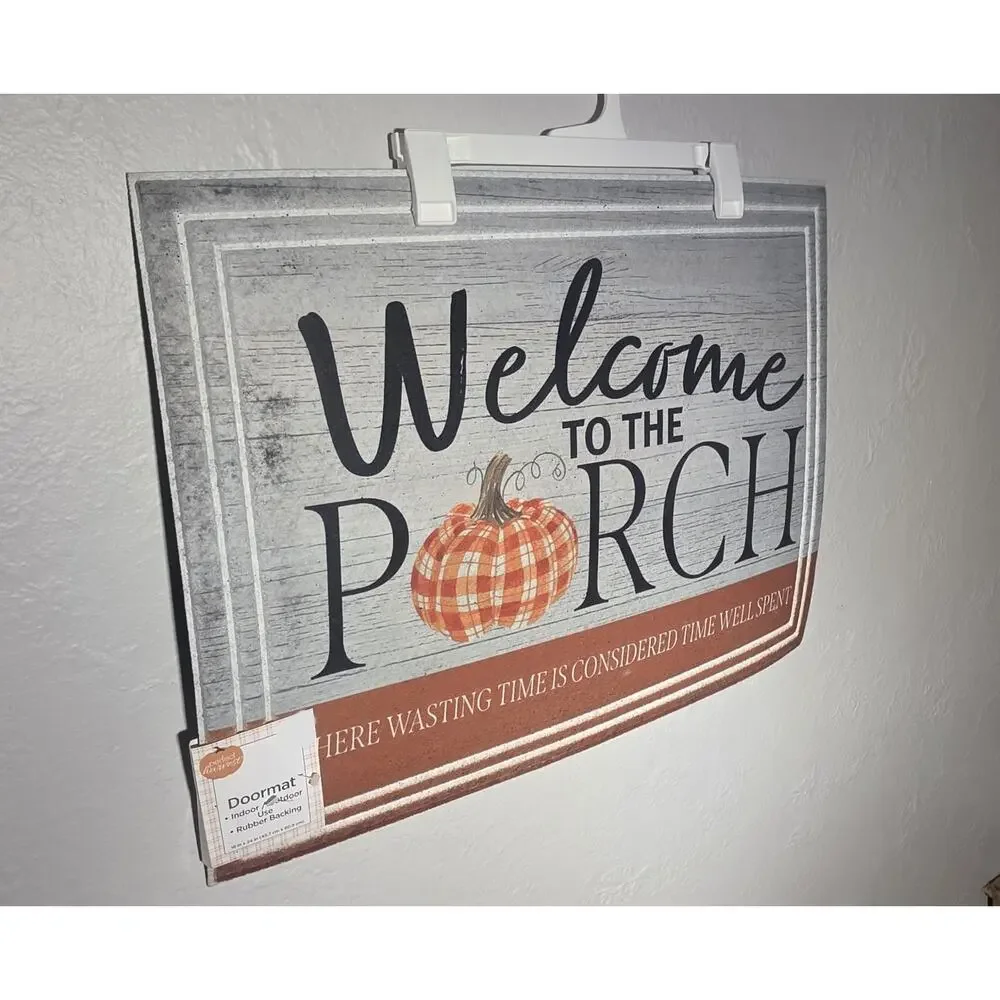 Pumpkin Welcome To The Patch Doormat Indoor Outdoor Rubber Backing 18 x 24