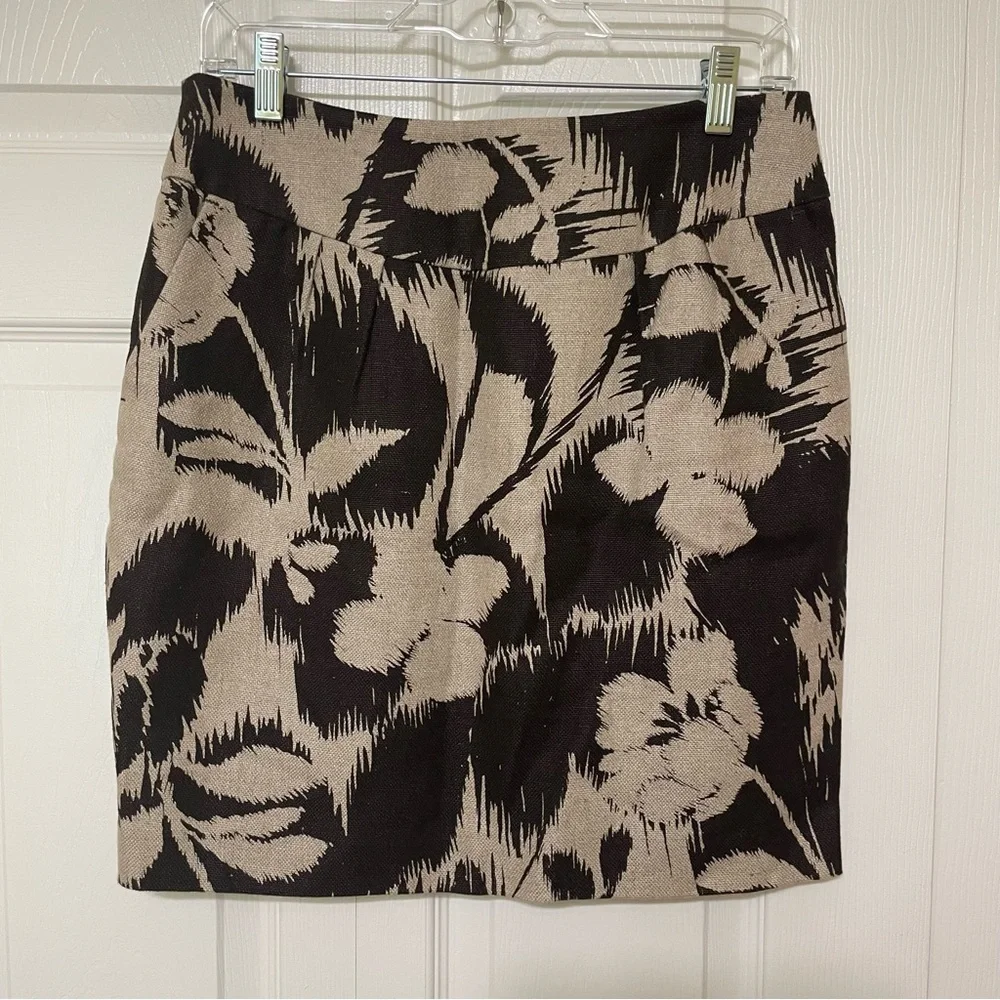 Michael Kors Black and Tan Floral Mini Skirt