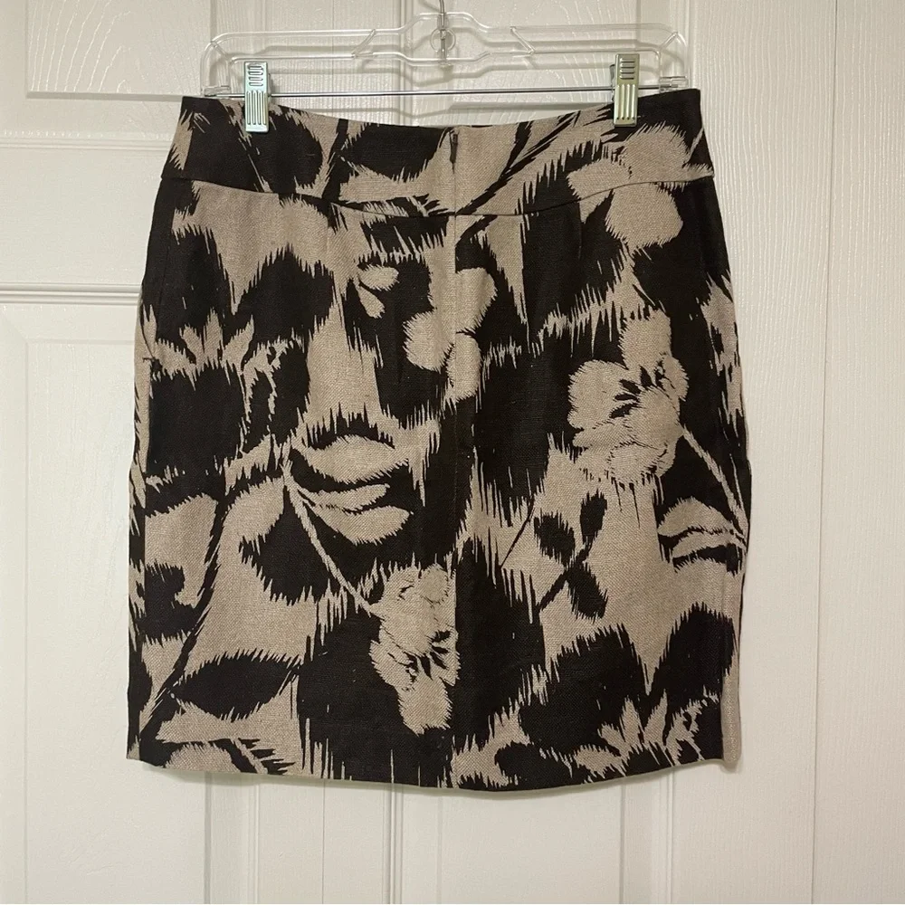 Michael Kors Black and Tan Floral Mini Skirt