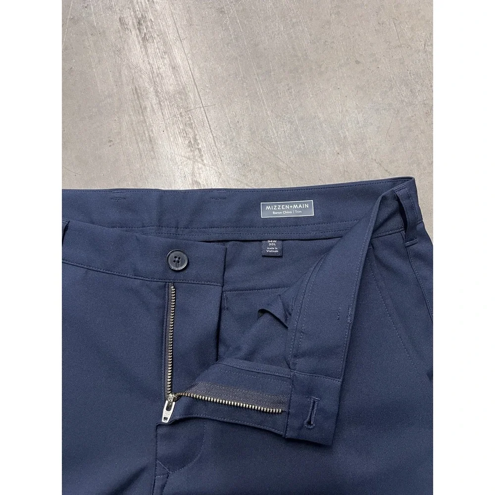 Mizzen + Main Baron Chino Men's 34x30 Trim Fit Performance Chino Pants Navy Golf