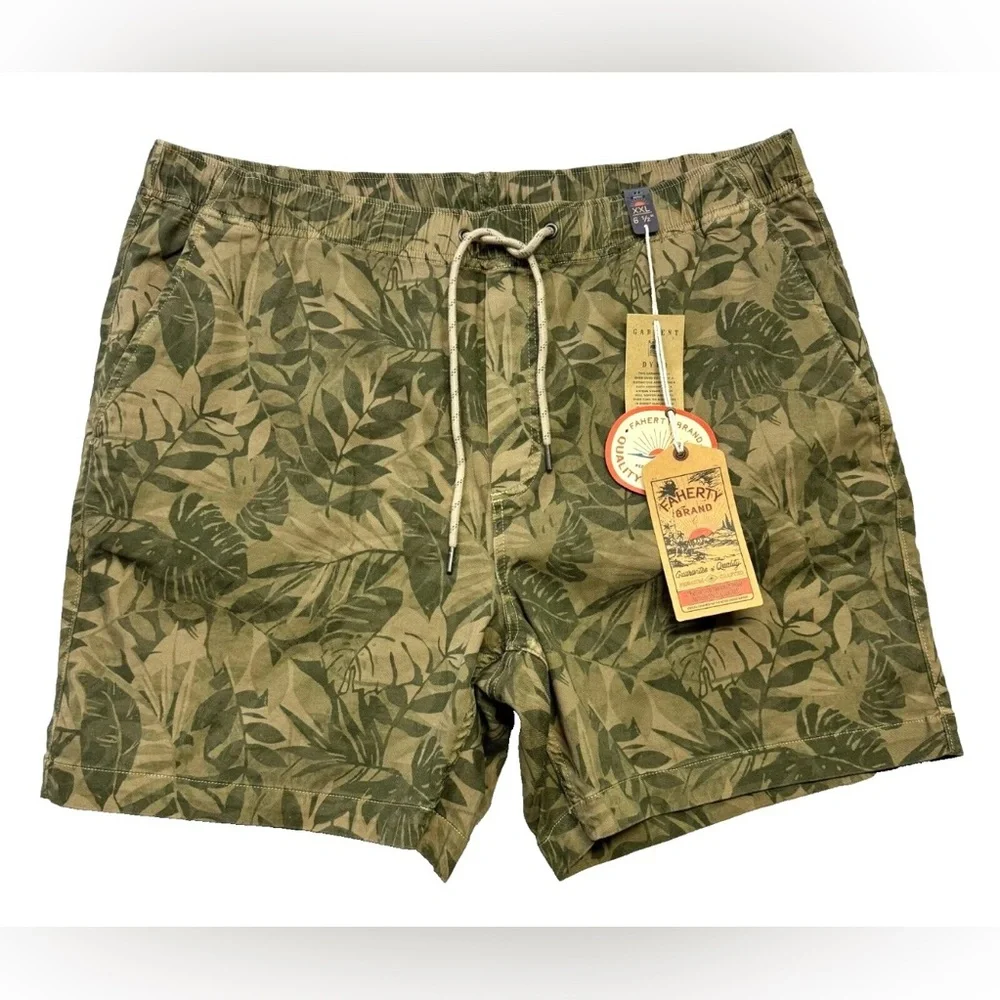 FAHERTY Men Shorts Essential Drawstring Olive Jungle Green‎ XL x 6