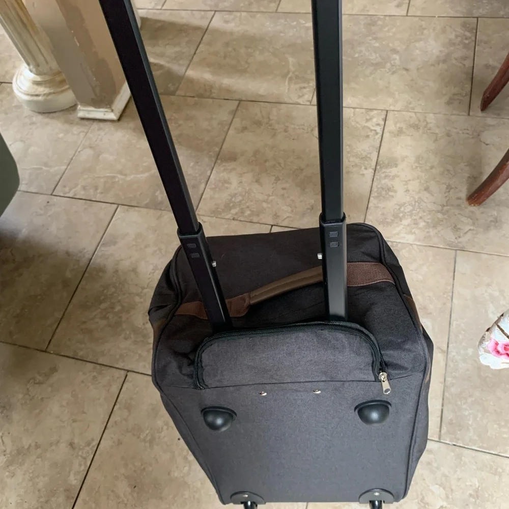 New Gray and Brown Men's rolling duffel Bag