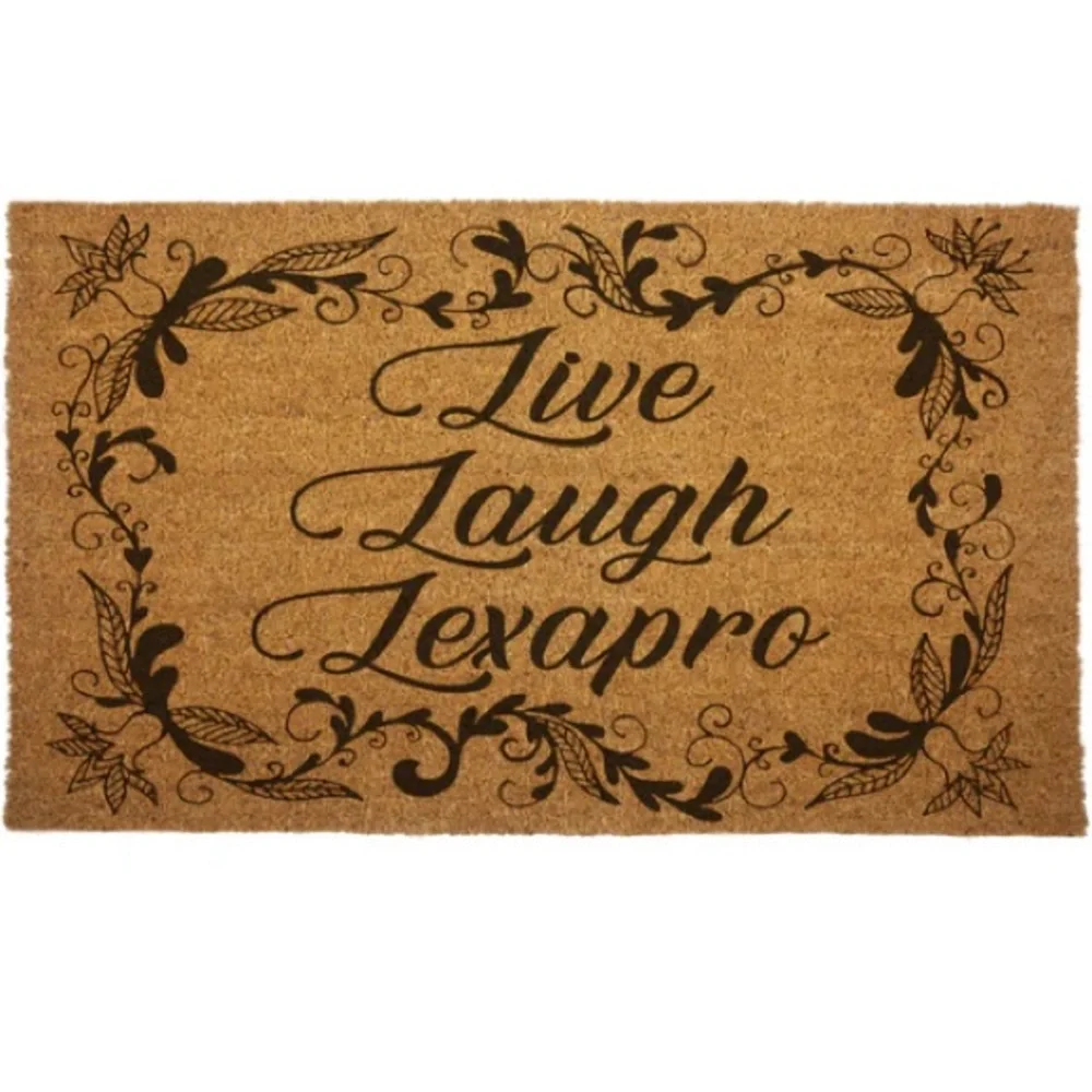 Decorative Tan Doormat with Black Script