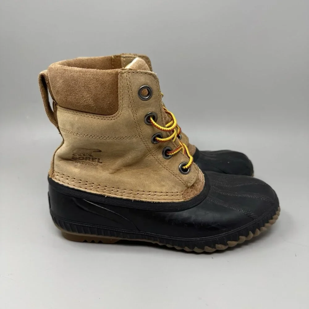 Sorel Cheyanne II Leather Duck Boots Waterproof Brown Lace Up NY1891-286 Men’s 5