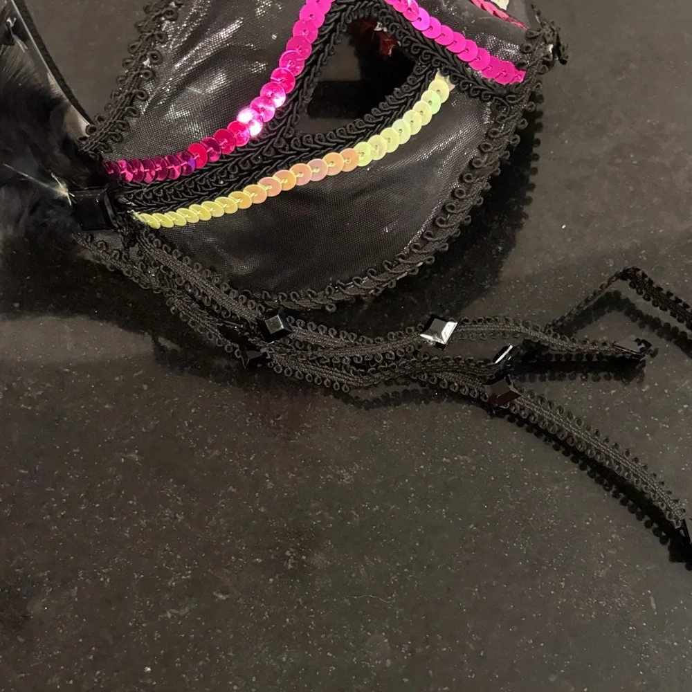 Fun Sequin Masquerade Mask with Pink Accents