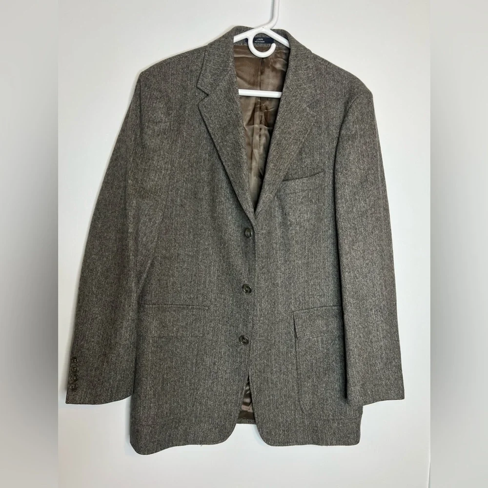 J.Crew Wool Blazer Men’s 39R  Tweed / Herringbone Sports Coat Jacket In Brown