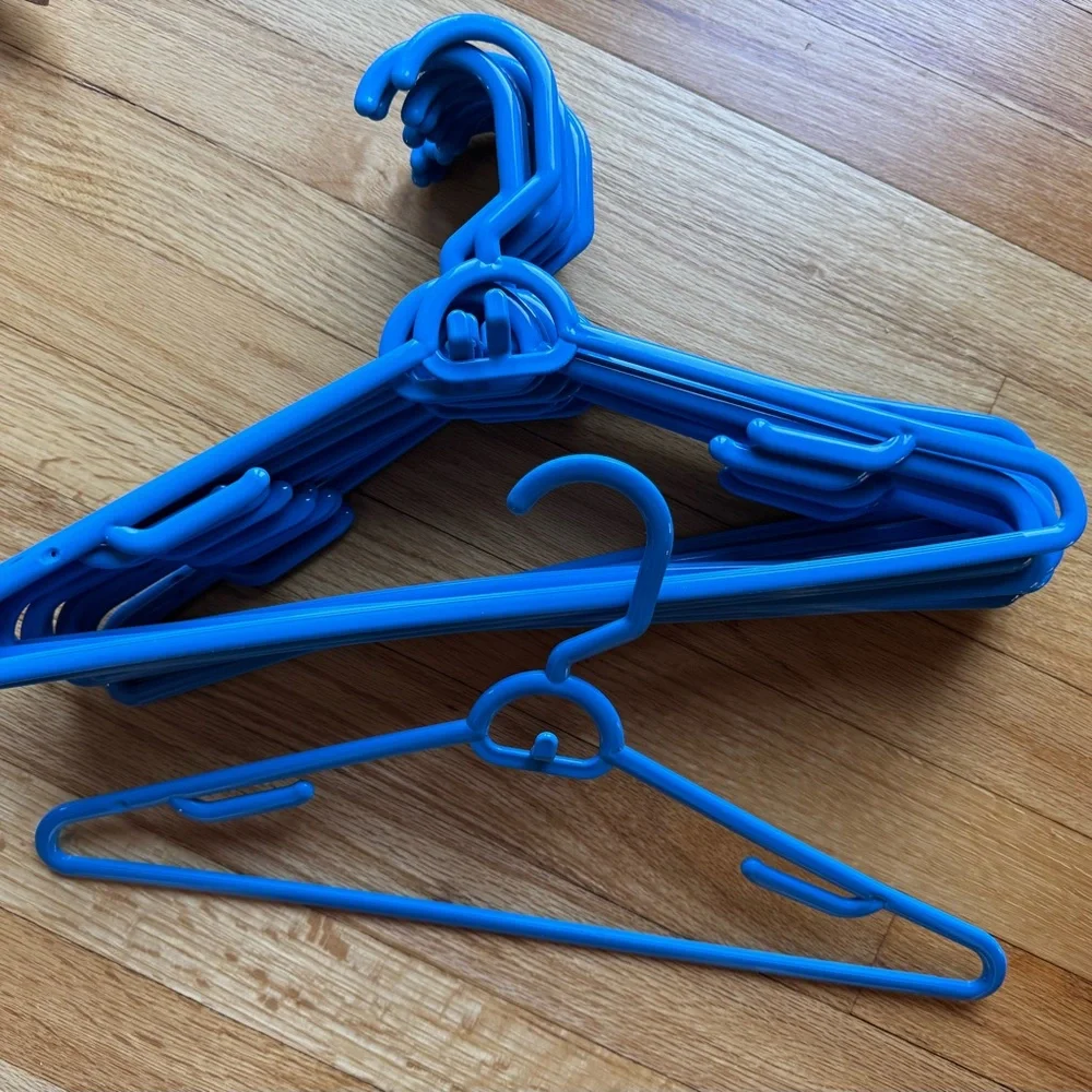 Set of 10 Blue Plastic Hangers