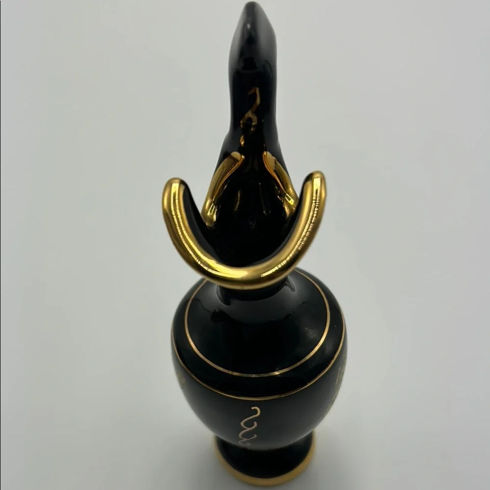 Handmade Greek Elegant‎ Black & Gold Vase 14K Gold