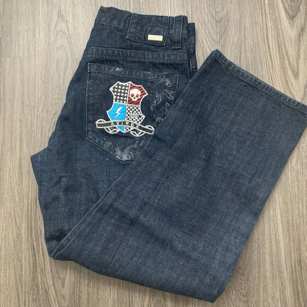 Avirex Jeans Blue‎ Relaxed Baggy Denim Dark Wash Mens 36x34*(34x31) Y2K Skater