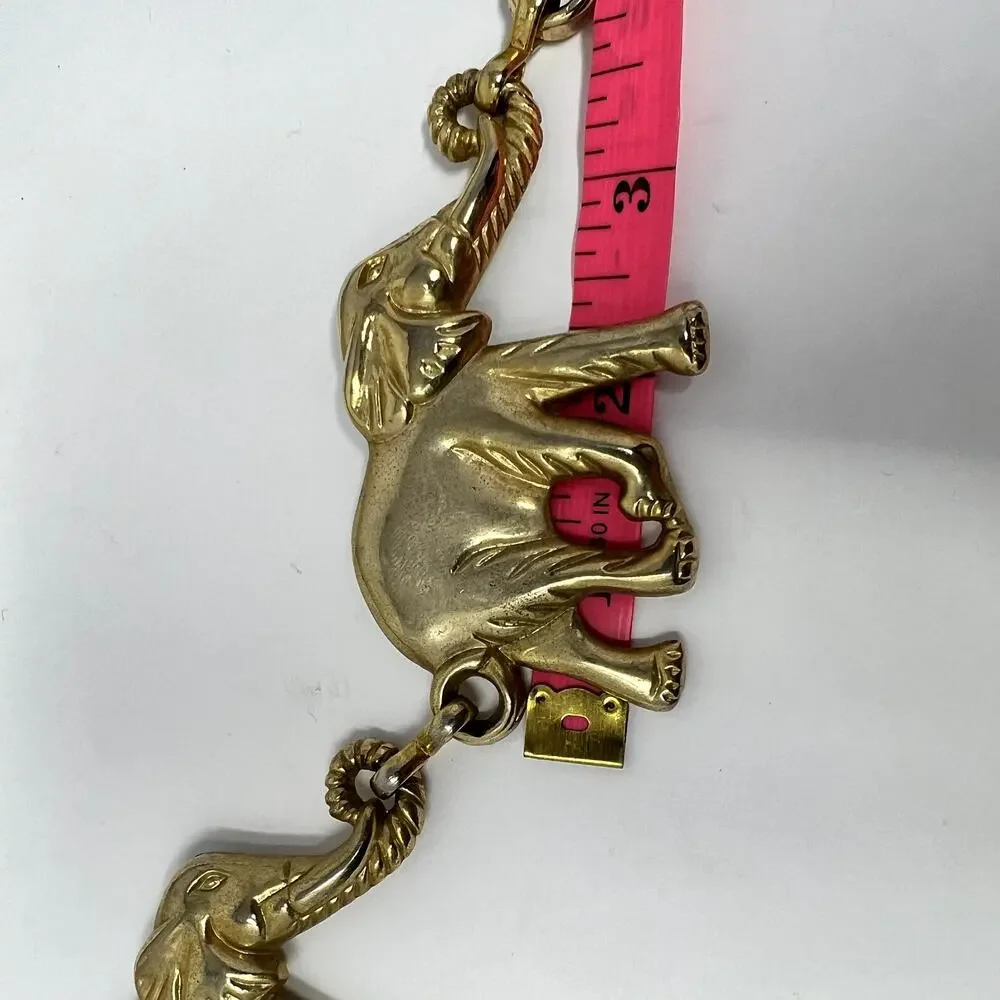 Gold Tone Elephant Chain Belt Link Boho Women VTG accessories Safari Retro