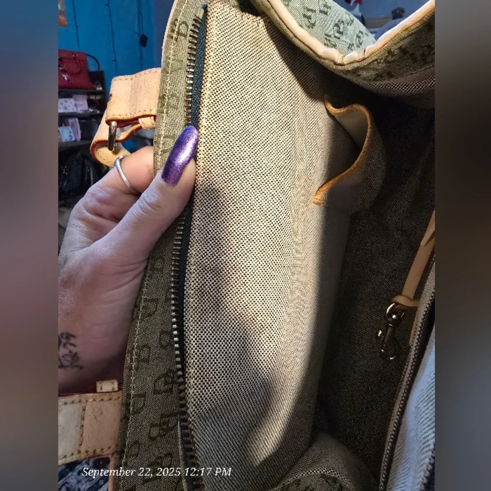 Dooney & Bourke Olive and Tan Satchel