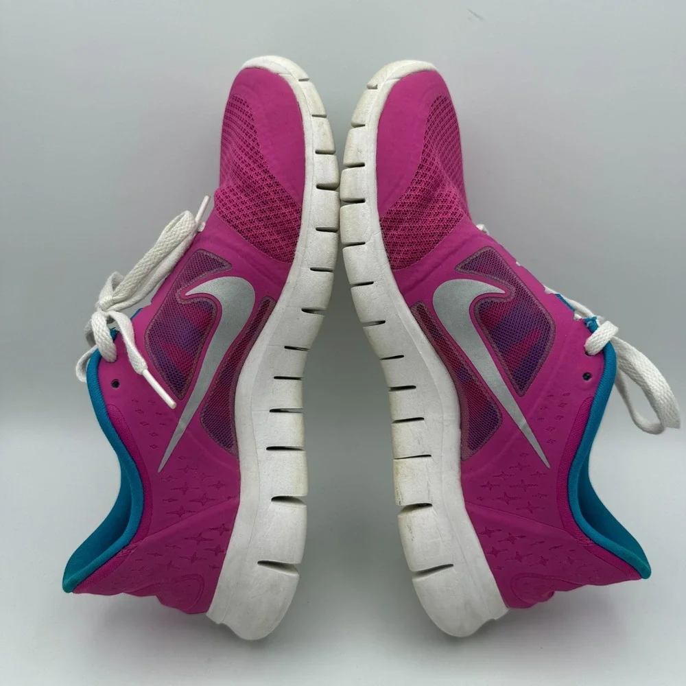Nike Free Run 3 Running Shoes‎ Pink Teal Athletic Sneakers Kids Size 7Y
