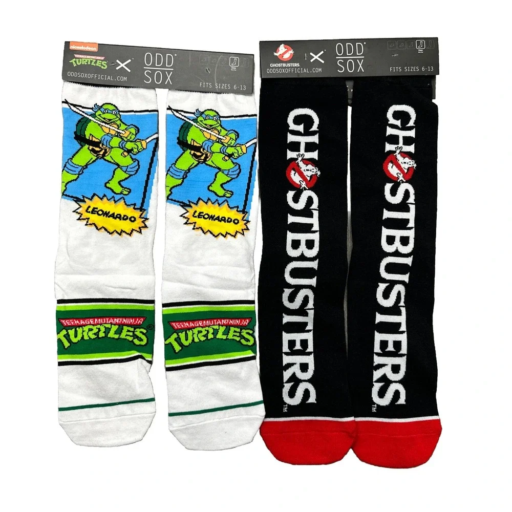 Odd Sox TMNT & Ghostbusters Men Crew Socks - Size 6-13 (Lot of 2)