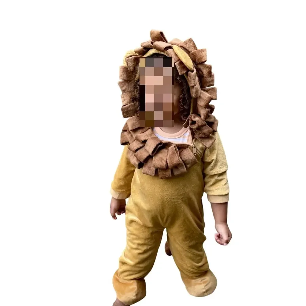 Lion Halloween Costume One Piece Zip-up With Hood Tail Size 12-24 Months