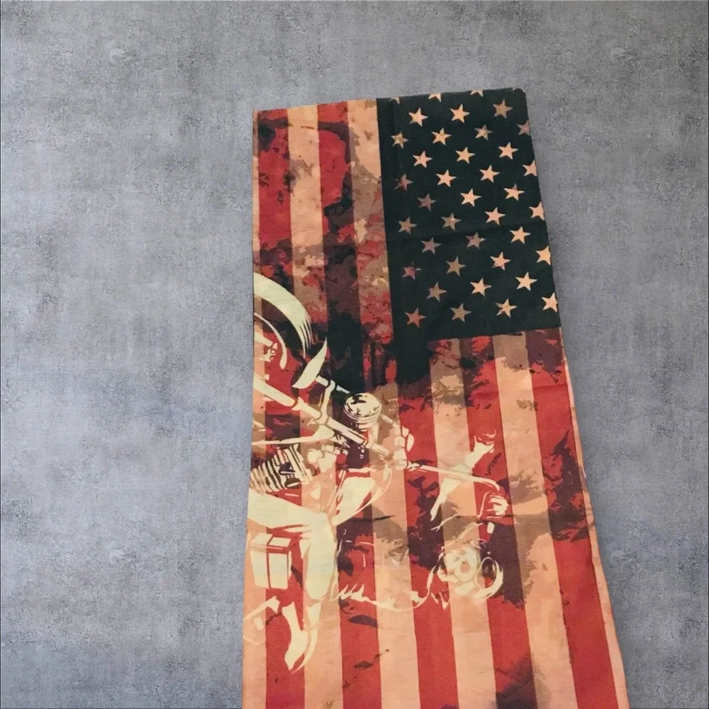 Biker Stars & Stripe 16 n 1 Neck Gaiter Face Covers Dust Mask Biker Rag