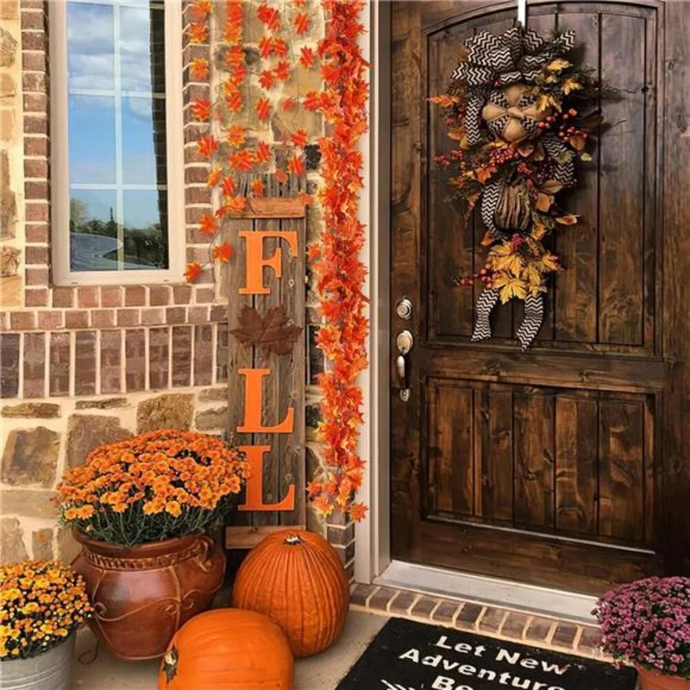 12 Pack Fall Leaf Garland, Hanging Vines Garland Artificial Fall Maple Leaves