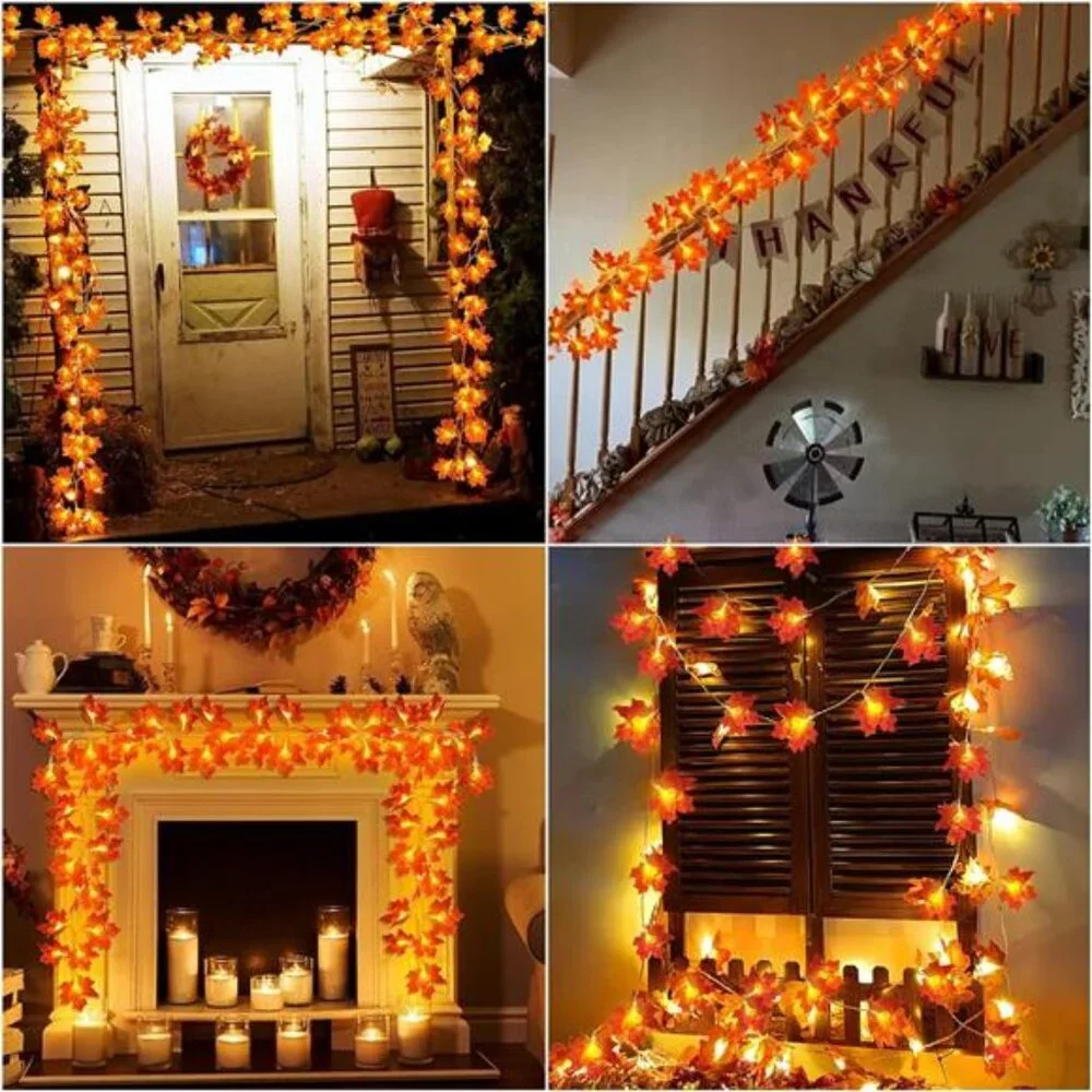 4 Pack Fall Decor Fall Garland with Lights Halloween Fall Decorations for Home