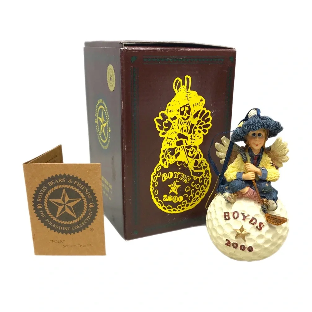 Boyds Bears‎ Birdie .. Fore! 20th Anniversary Handmade Ornament Golf Angel w/Box