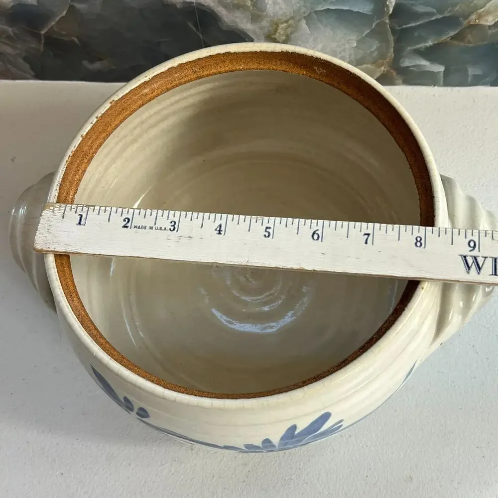 Vintage Floral Handmade Stoneware Pottery Veggie Rice Cooker