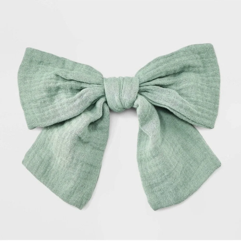 Wrinkled Linen Bow Hair Barrette -Fashionable Solid Hair Clip for Styling