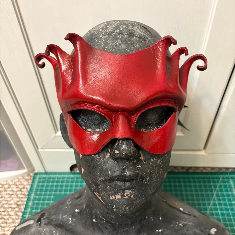 Red Leather Masquerade Mask