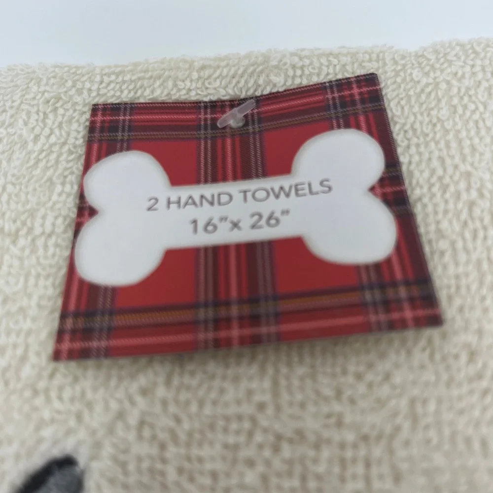 Christmas Hand Towels Boston Terrier French Bulldog Dog Embroidered 2 Piece Set