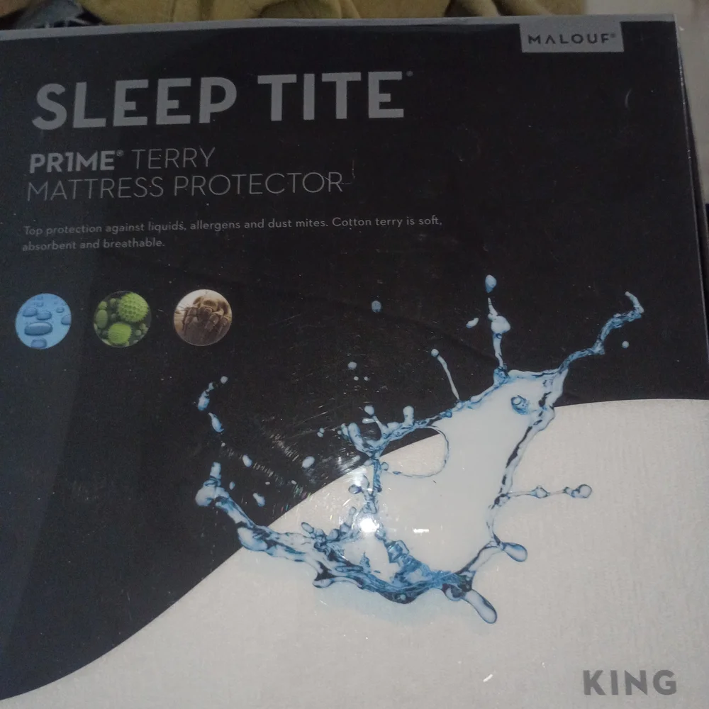 Malouf Prime Terry Mattress Protector - White