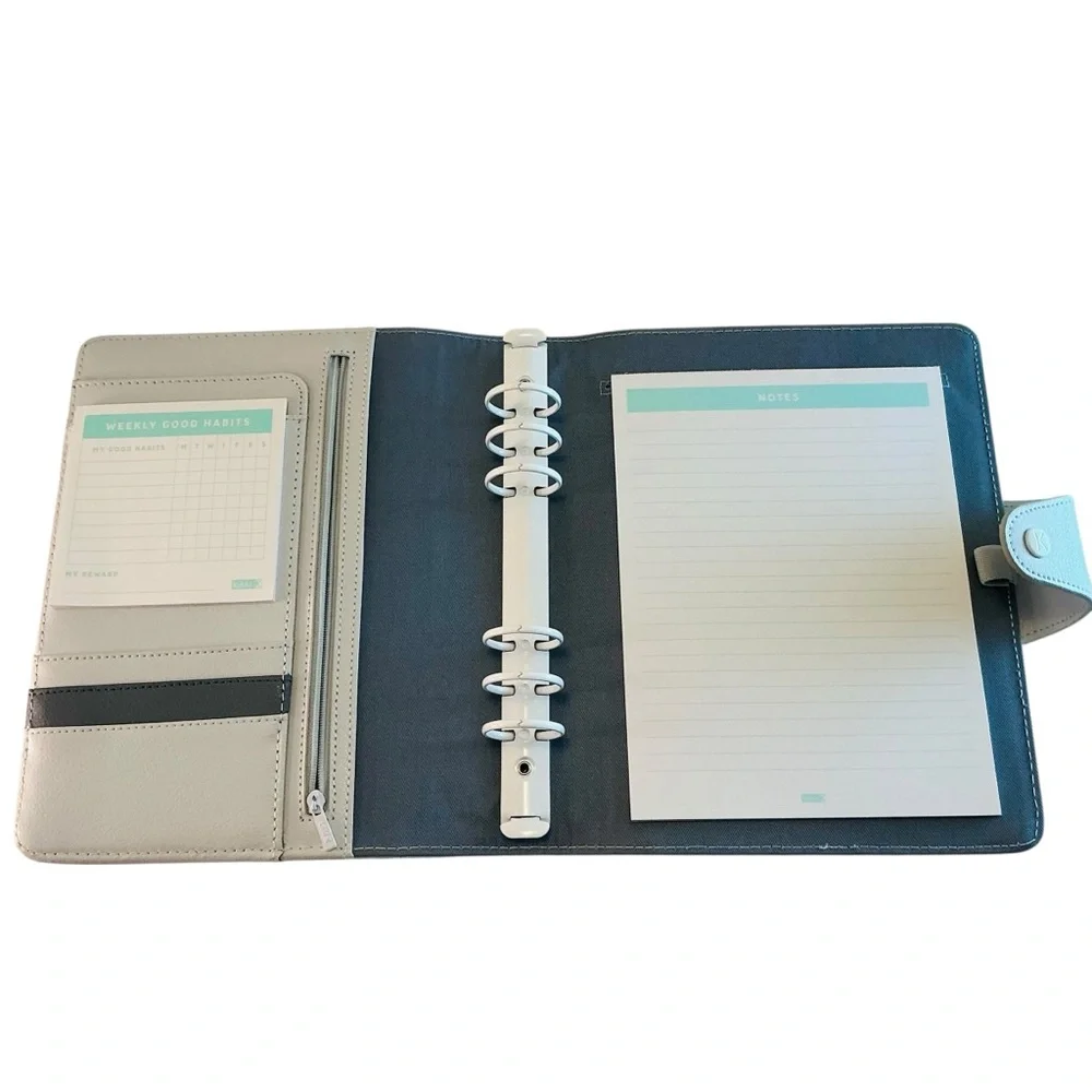 Kikki.k Signature Planner Leather A5 Large GRAY with White Rings, Agenda