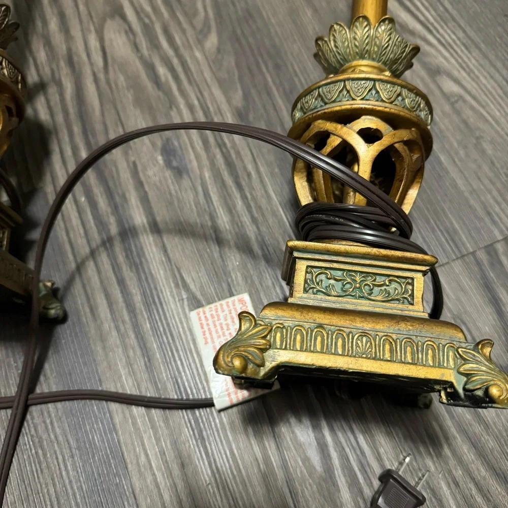 Vintage Elegant Gold and Cream Table Lamps