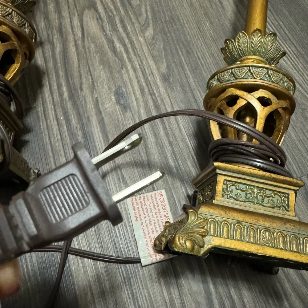 Vintage Elegant Gold and Cream Table Lamps