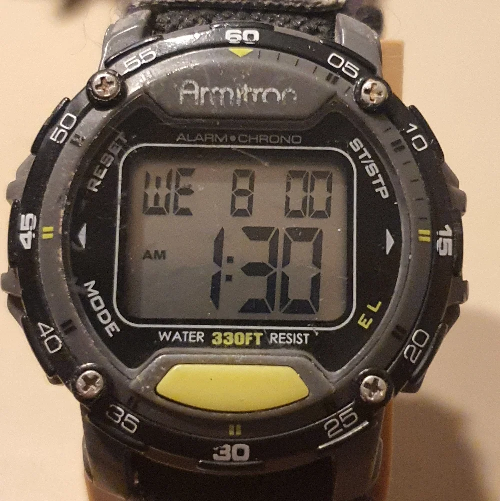 10/$20 Armitron Grey/Black Nylon Digital Alarm Chrono Men's Watch
