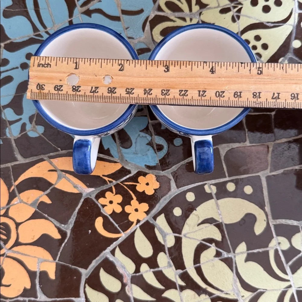 Sur La Table Blue Floral Demitas Cups Set of Two.