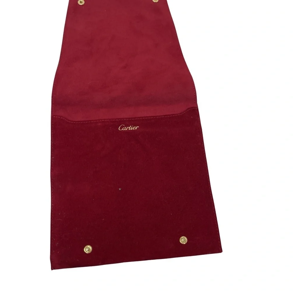Cartier large red suede travel envelop pouch 7.5x7