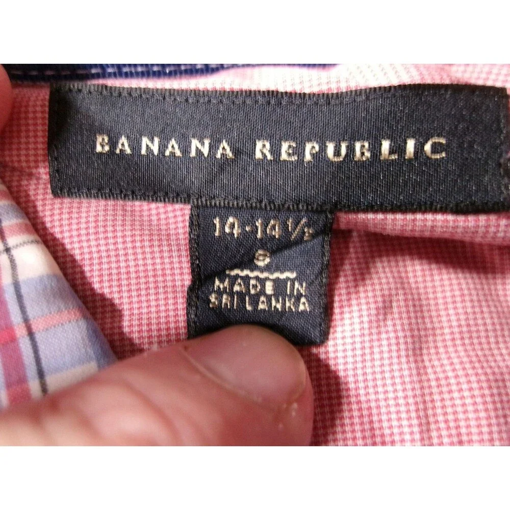 Banana Republic Shirt Men Small Blue Red Plaid Casual Preppy Classic Office Work