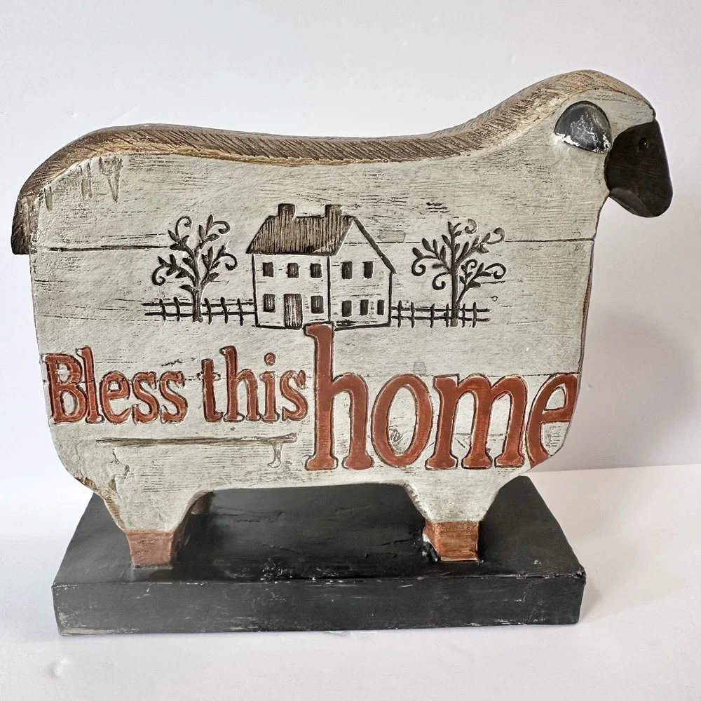 Rustic Farmhouse Decor Sheep Bless This Home Wooden