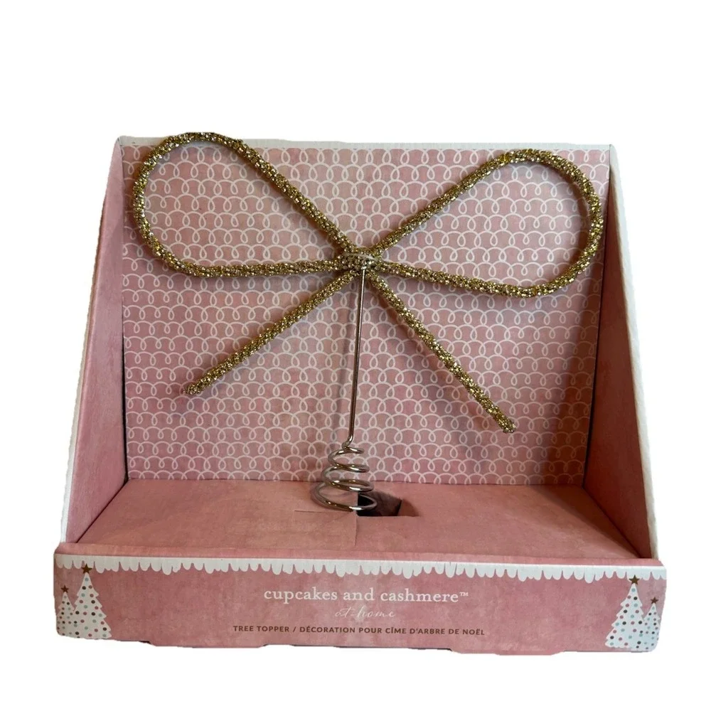 Cupcakes and Cashmere Large Bow Christmas Tree Topper Bling Rhinestone NEW