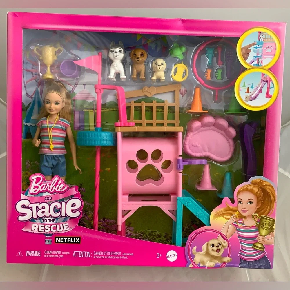 NIB Barbie and Stacie to the Rescue Puppy Playground Playset