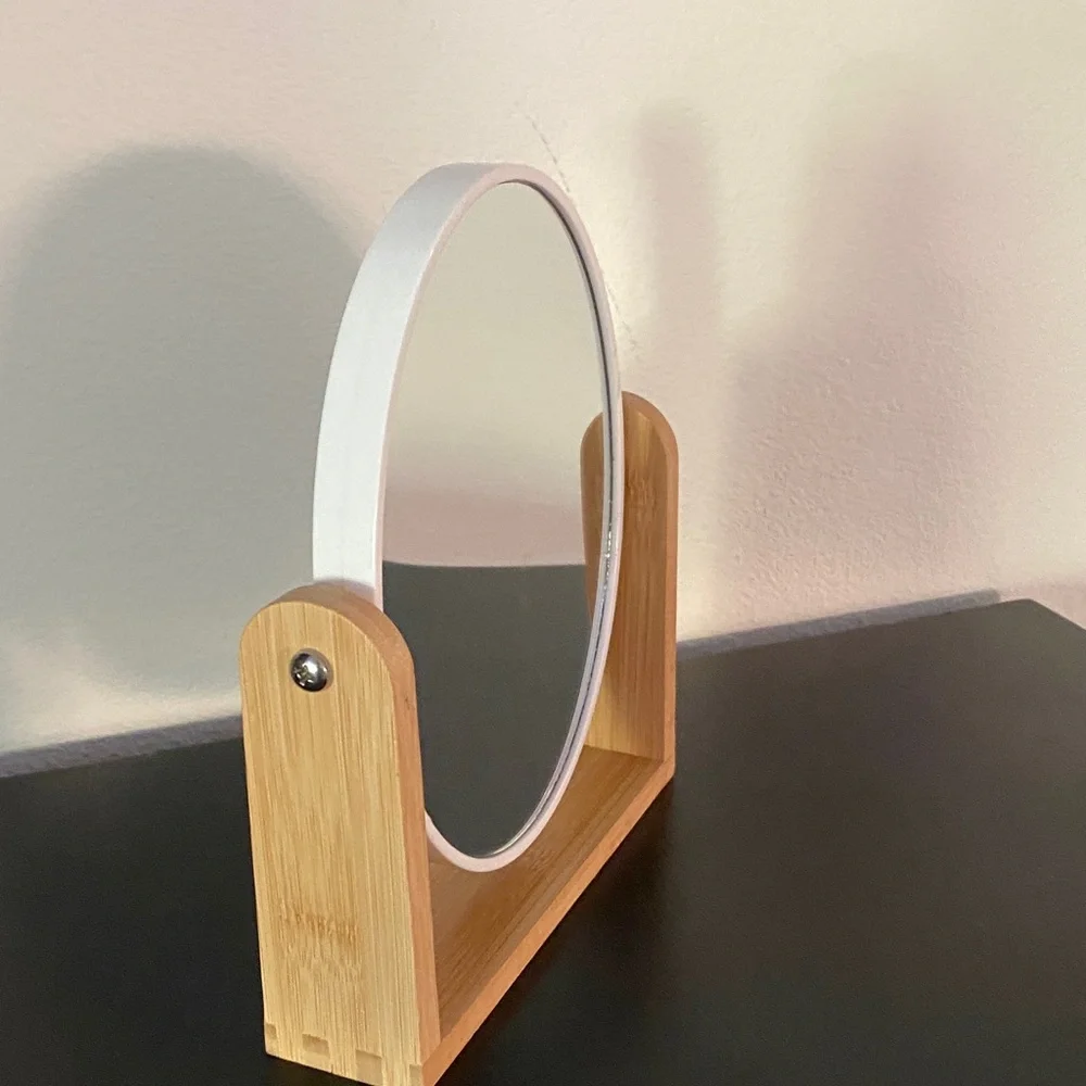 Bamboo Frame White Vanity Mirror