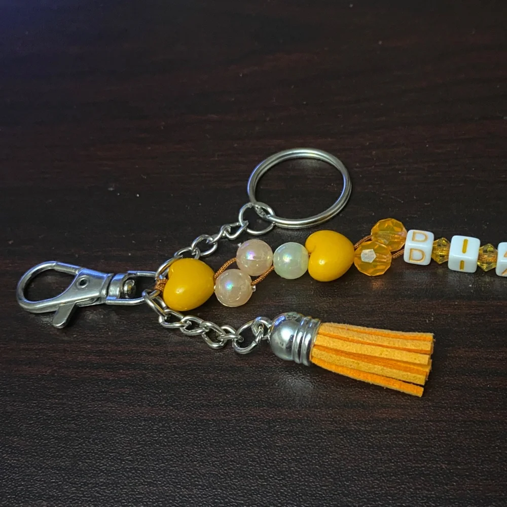 Keychain beaded purse charm with personalized Name