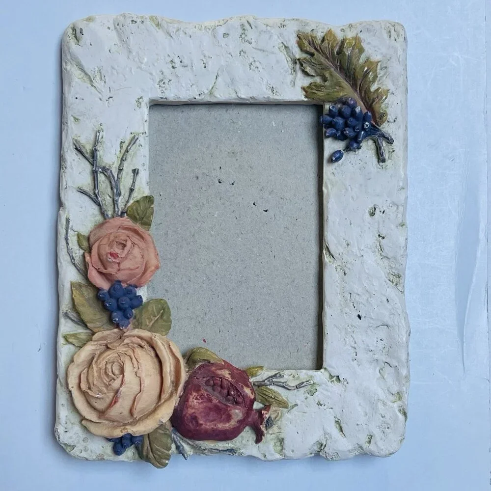 Vintage Style Floral Frame Photo Picture Cottage Garden Rose Decor Vintage