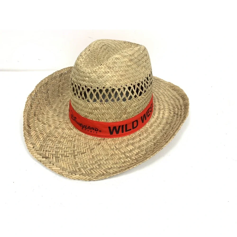 NEW VINTAGE DISNEYLAND PARIS BUFFALO BILL'S WILD WEST SHOW STRAW COWBOY HAT Red