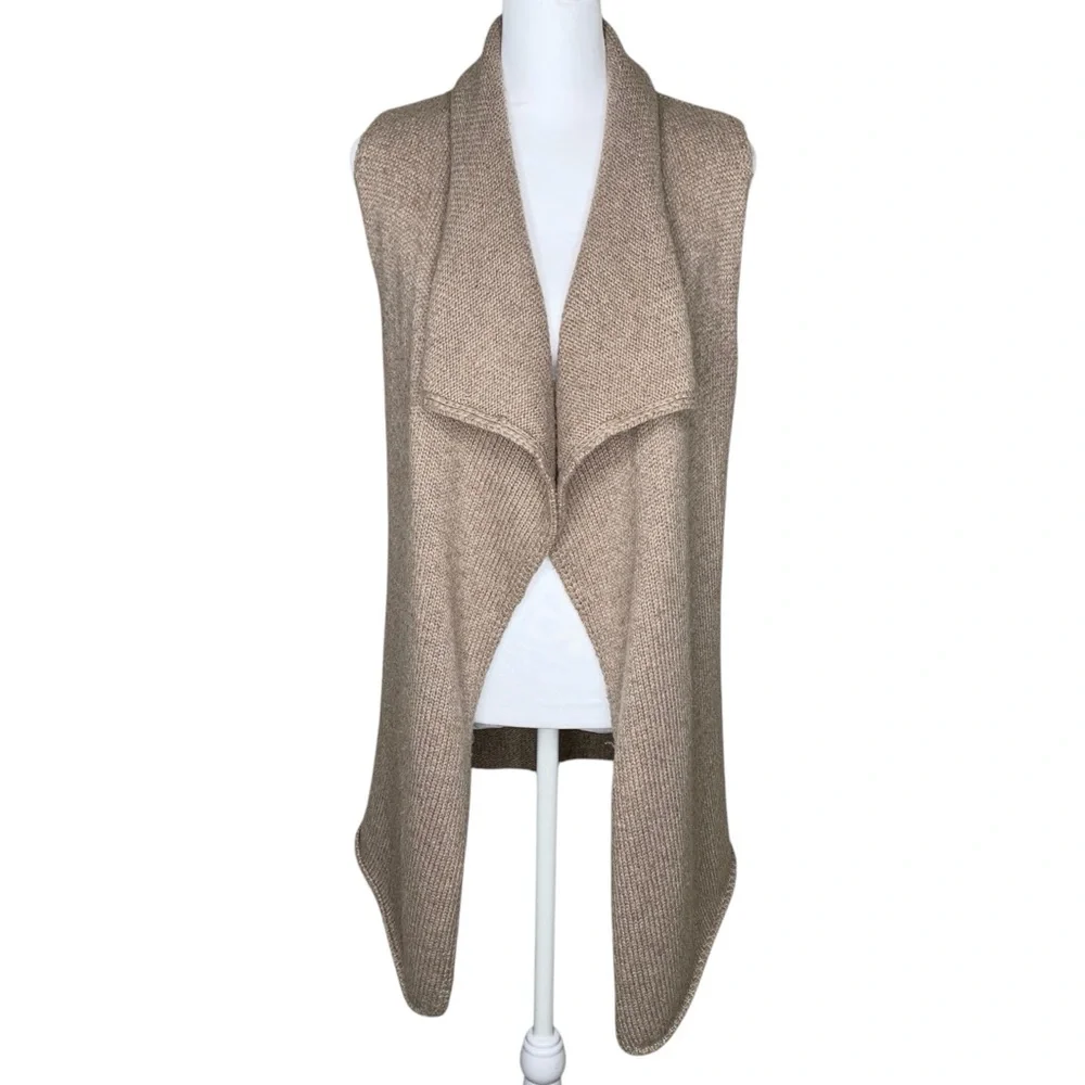 Cynthia Rowley Longline Waterfall Vest S Fine Merino Wool Blend Cardigan Knit