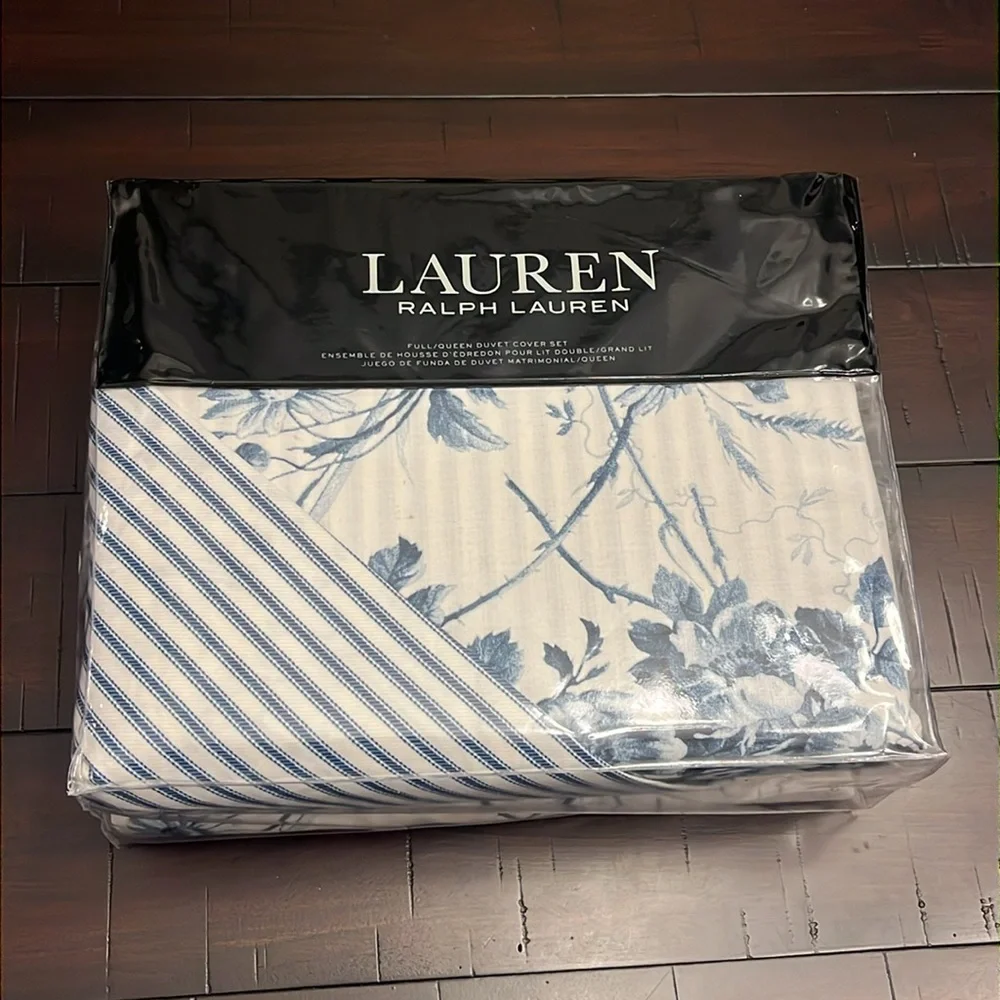Ralph Lauren Annie Full / Queen Duvet Set new blue Duvet and 2 Standard Shams