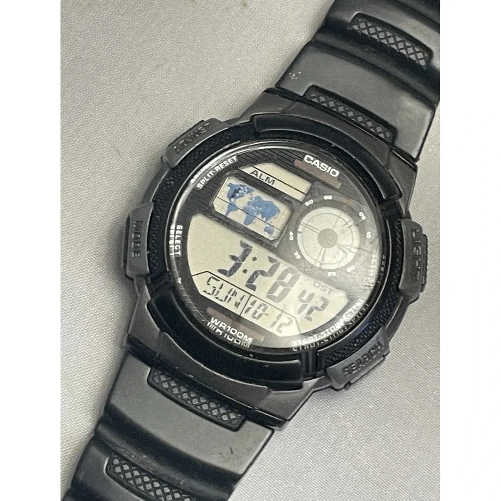 CASIO Illuminator Watch Mens 5 Alarm Digital 44mm AE1000W Day Date Sport Casual