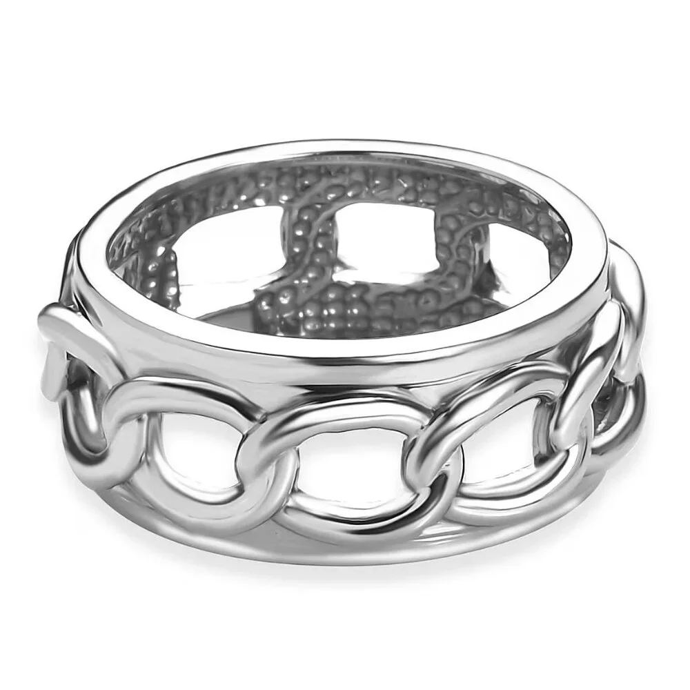 NEW Men's Curb Chain Design Ring in Stainless Steel - Size 14